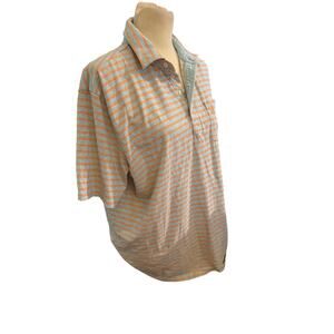 Johnnie-O Hangin' Out Polo Shirt Men’s L  Blue Orange Striped Original